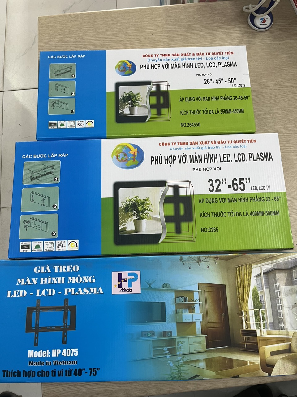 Giá treo tivi cố định hỗ trợ kích thước TV 14-65 inch đi kèm ốc vít